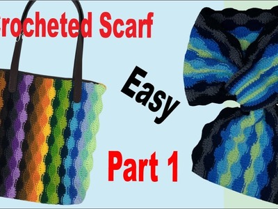 KnitLove HK.Knit.Crochet.DIY.Crocheted scarf[Part 1].かぎ針編み.짜다.क्रोशै.Bunny hairpin.棒針.鈎針.波浪圍巾【第一部分】