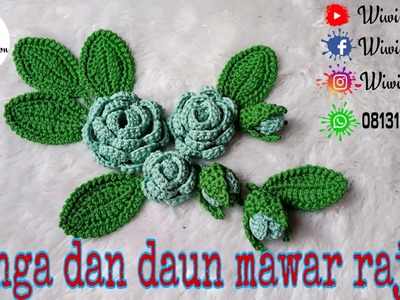 Rose Flower Crochet ll Cara Membuat Bunga Dan Daun Mawar ll Bunga Mawar 3D @WiwinUnCo