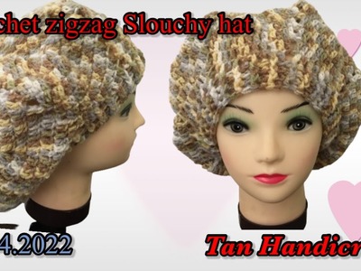 Tutorial ke 693 - Crochet Zig zag Slouchy hat