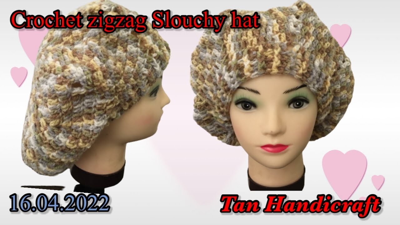 Tutorial ke 693 - Crochet Zig zag Slouchy hat