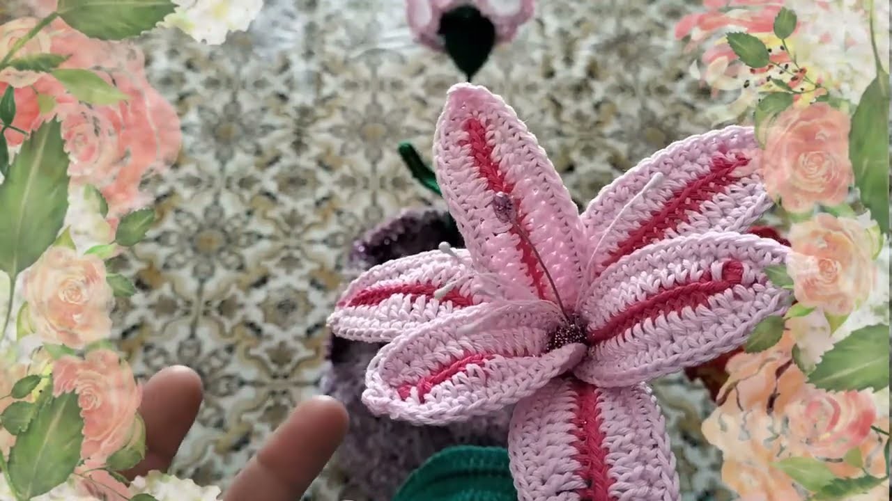 Giglio ad uncinetto-crochet lily-lirio de ganchillo -crin croșetat-lírio de crochê -crochet lily-