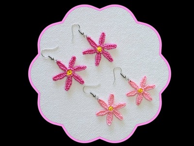 Crochet Earring Tutorial No.33 **Flower Star Earrings** #钩针编织 @HelensCrafts
