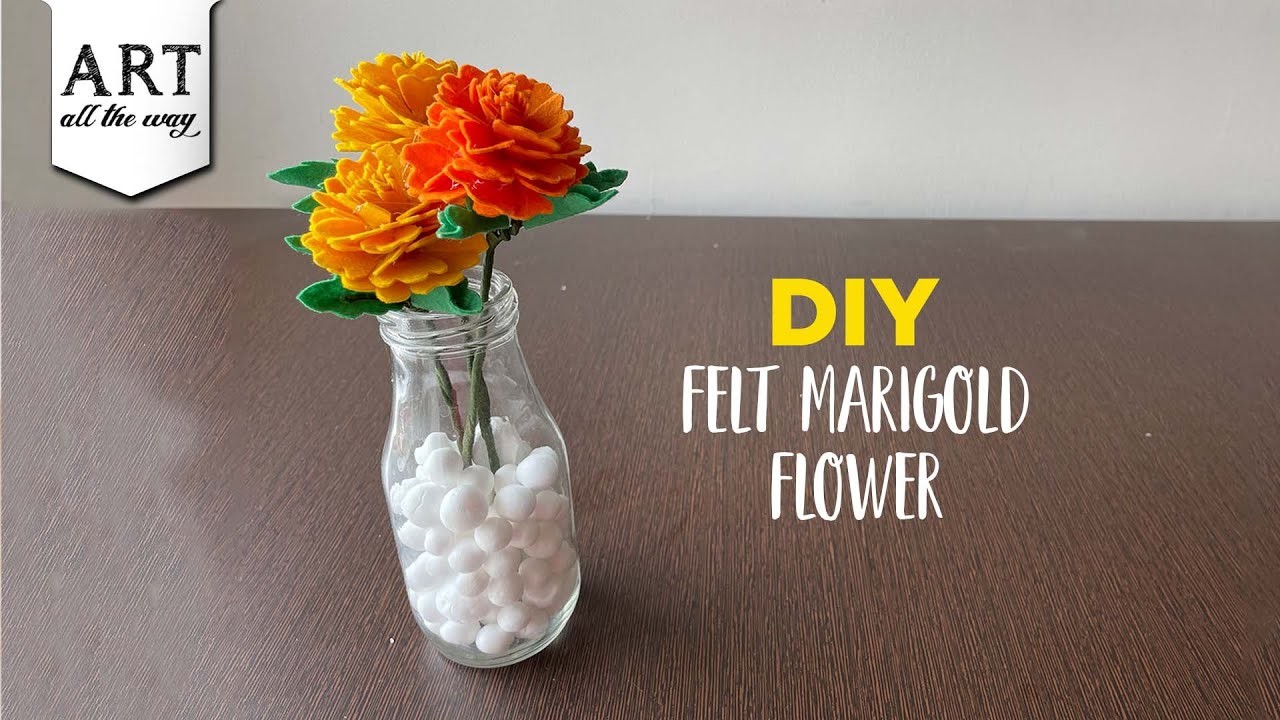 Felt Marigold Flower | DIY Felt Marigold Flower | DIY Origami Marigold Flower | @VENTUNOART