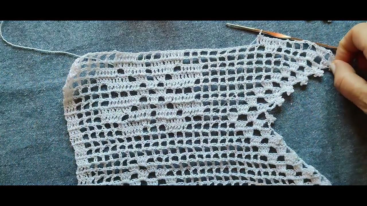 Uncinetto insieme: bordura filet con pippiolini, righe 30,31,32 fine lavoro