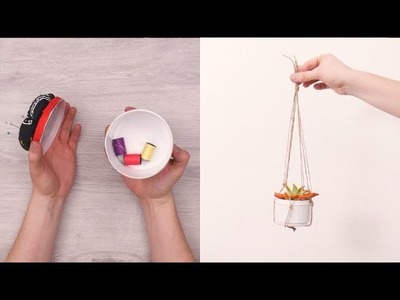 Come riciclare i contenitori delle creme: crea un vaso sospeso un kit da cucito