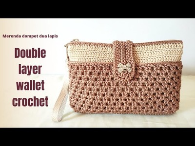 Crochet purse | merenda dompet dua lapis (subtitle)