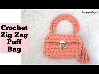 Tutorial Merajut Tas | Crochet Zig Zag Puff Bag |