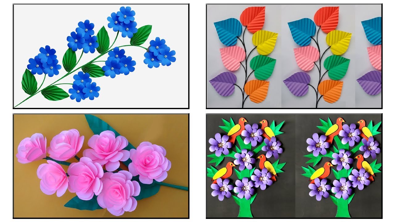 Diy 4 Paper Flowers - কাগজের ফুল বানানো - kagojer Ful - Paper Stick Flower - Paper Flower Crafts