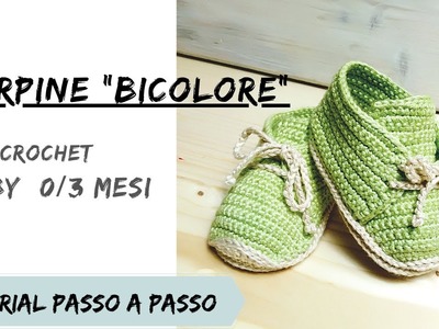 SCARPINE "POLACCHINE BICOLORE" baby crochet 0.3mesi