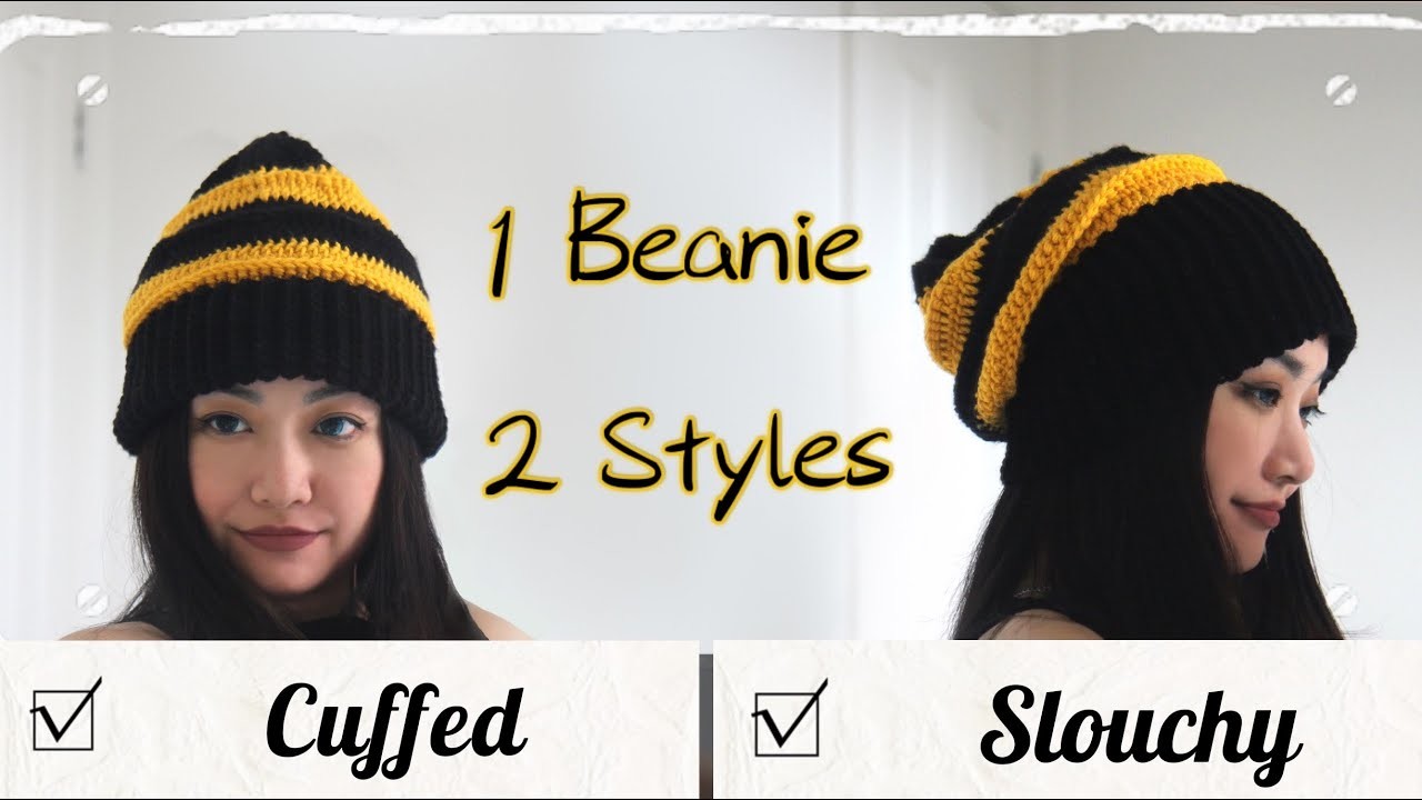 Crochet Slouchy Beanie Hat Tutorial | Cuffed Beanie