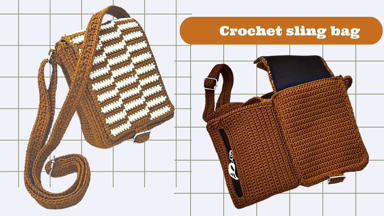 Crochet sling bag for boy || Tutorial Tas rajut selempang untuk cowok