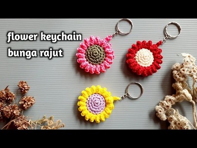 Souvenir rajut ganci bunga || crochet flower keychain