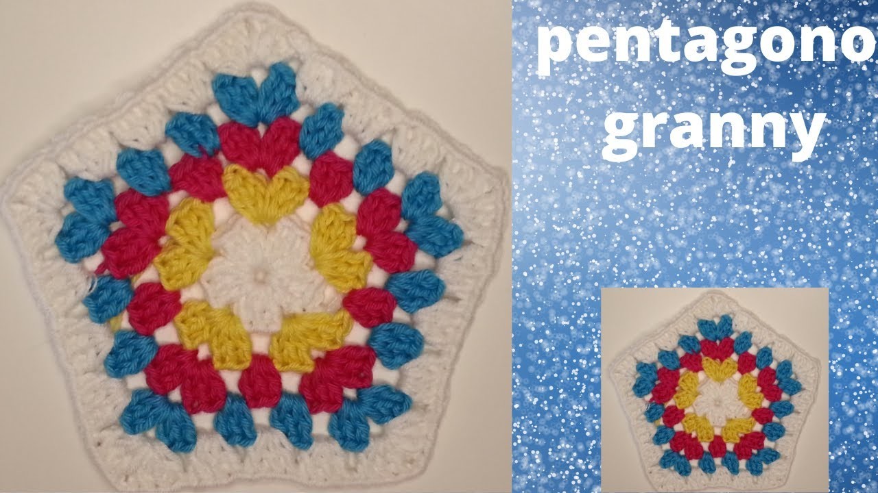 Mattonella granny pentagono all'uncinetto  crochet square cuadrado de ganchillo de la abuela
