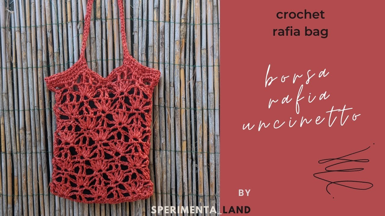 Borsa rafia rossa uncinetto - Crochet raffia bag