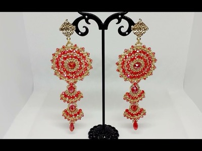 Orecchini pendenti ISABEL con cristalli sfaccettati colore rosso.oro fatti a mano da Marghe.S Bijoux