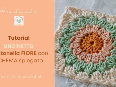 Tutorial Mattonella Fiore con schema | crochet per tutti