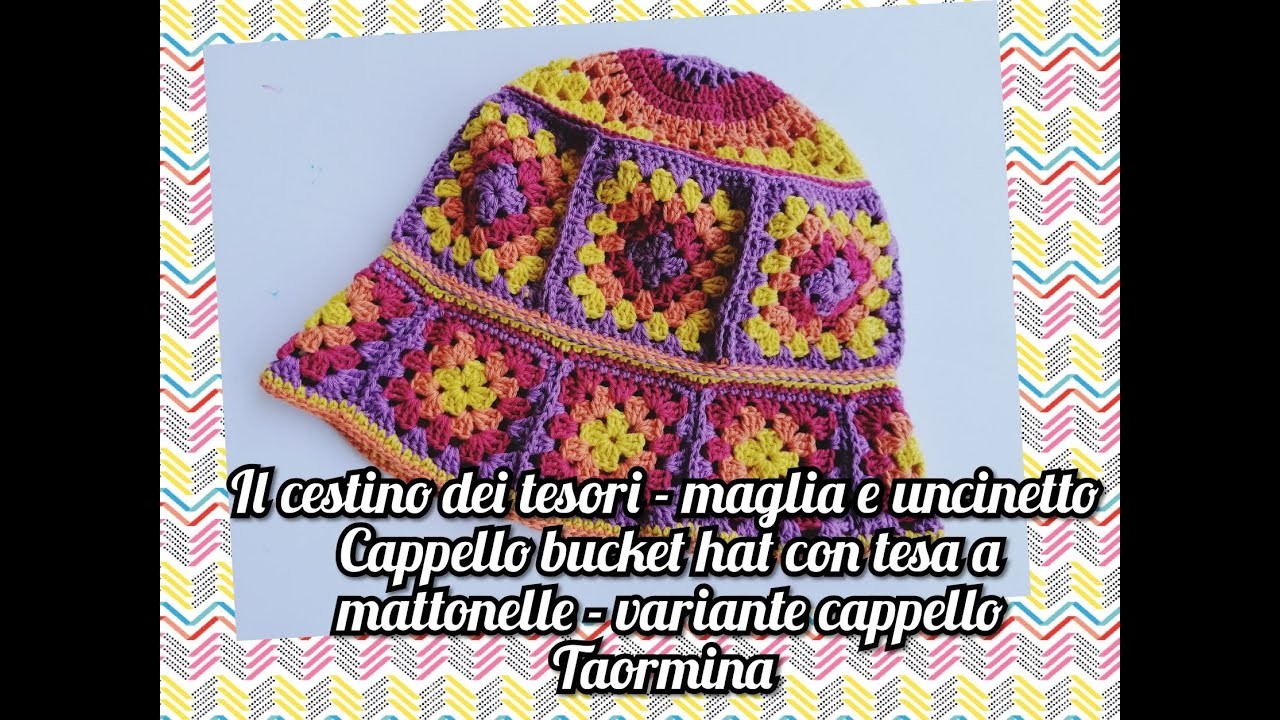 Cappello granny da pescatore con tesa a mattonelle, bucket hat Taormina estate 2022!! Trending!
