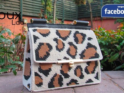 Borsa ricamata su rete canvas animalier #CREAINSIEMEANOI