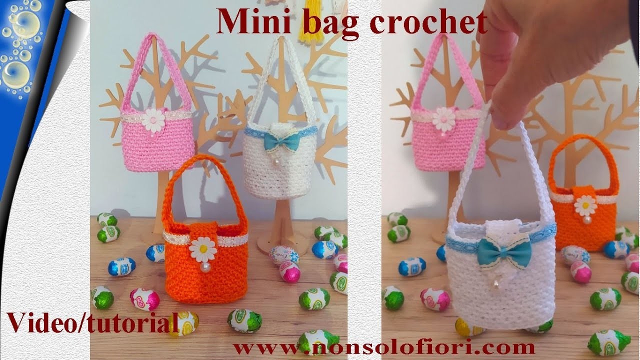 Mini Bag crochet Lavorazione Grana di riso e manico punto Tunisino #minibagcrochet #bagcrochet