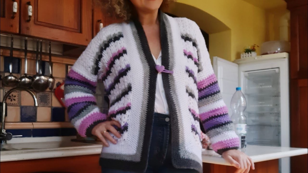 Crochet- Tutorial Giacchettino primaverile Cuore- Le Maniche