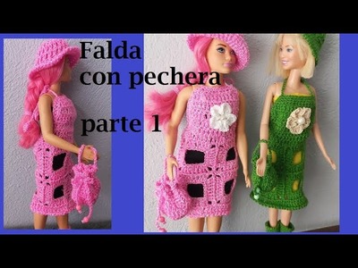 Falda con peto a crochet para barbie parte 1 #crochet #blusasnorma #barbie