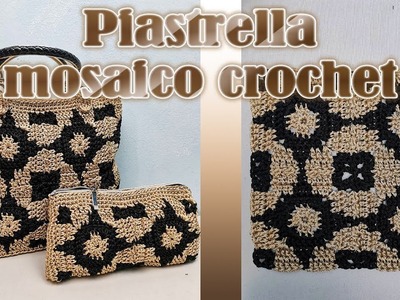 Piastrella mosaico crochet - Borsa uncinetto granny square